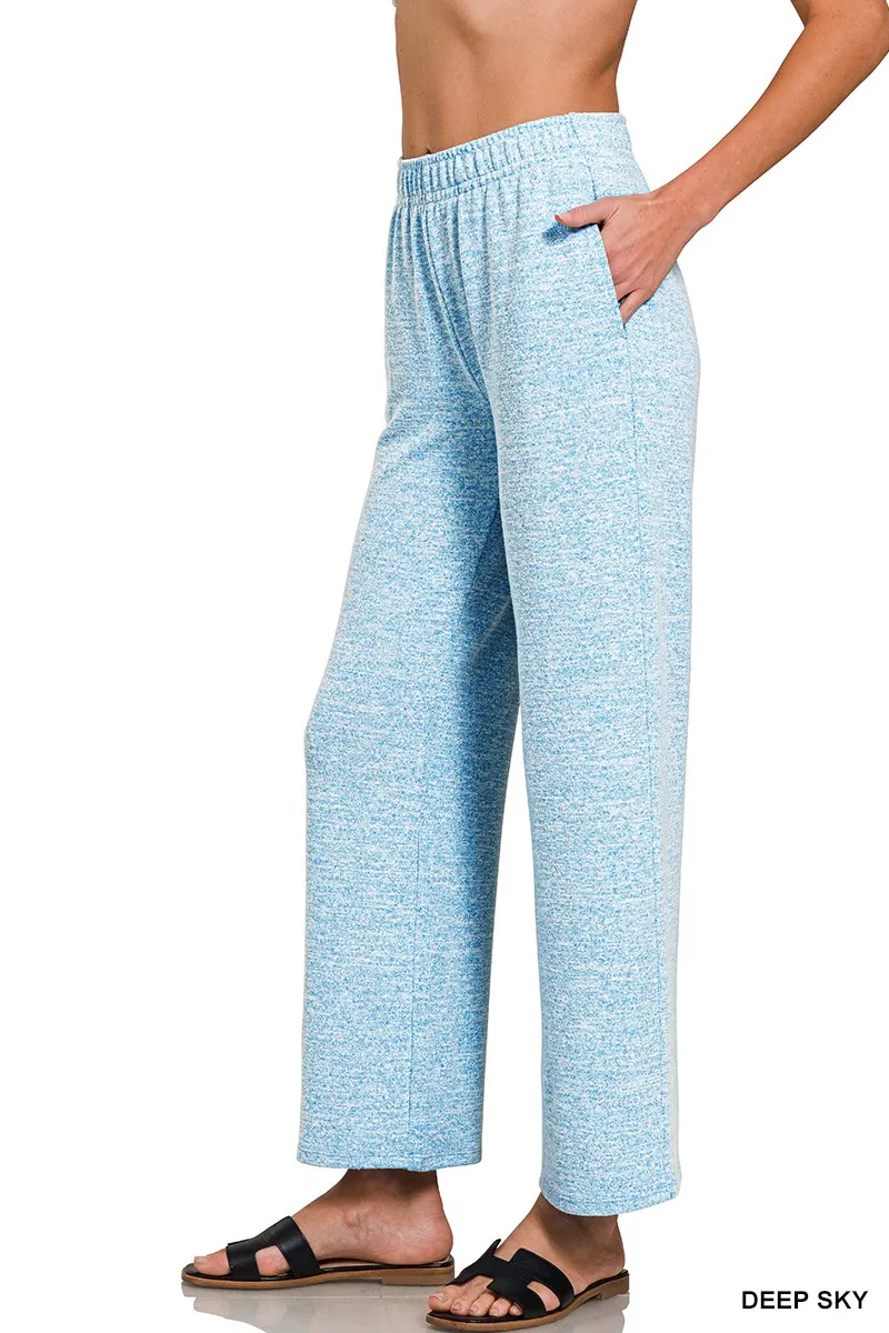 Zenana Soft Melange Hacci Elastic Waistband Lounge Pants - Image 2