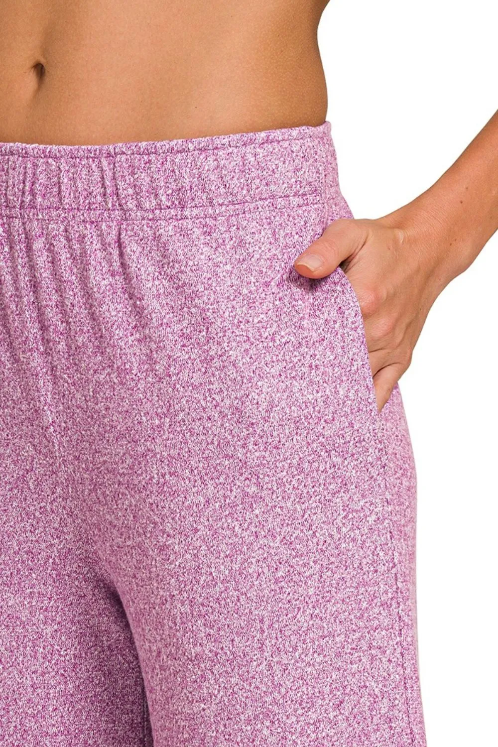 Zenana Soft Melange Short Sleeve Tee & Long Pants Set - Image 3