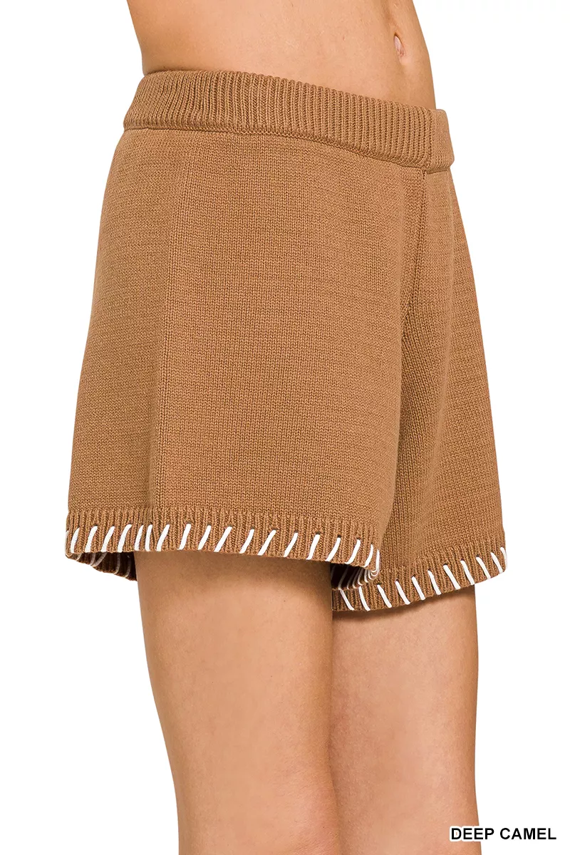Zenana Stitch Detailed Sweater Shorts - Image 2