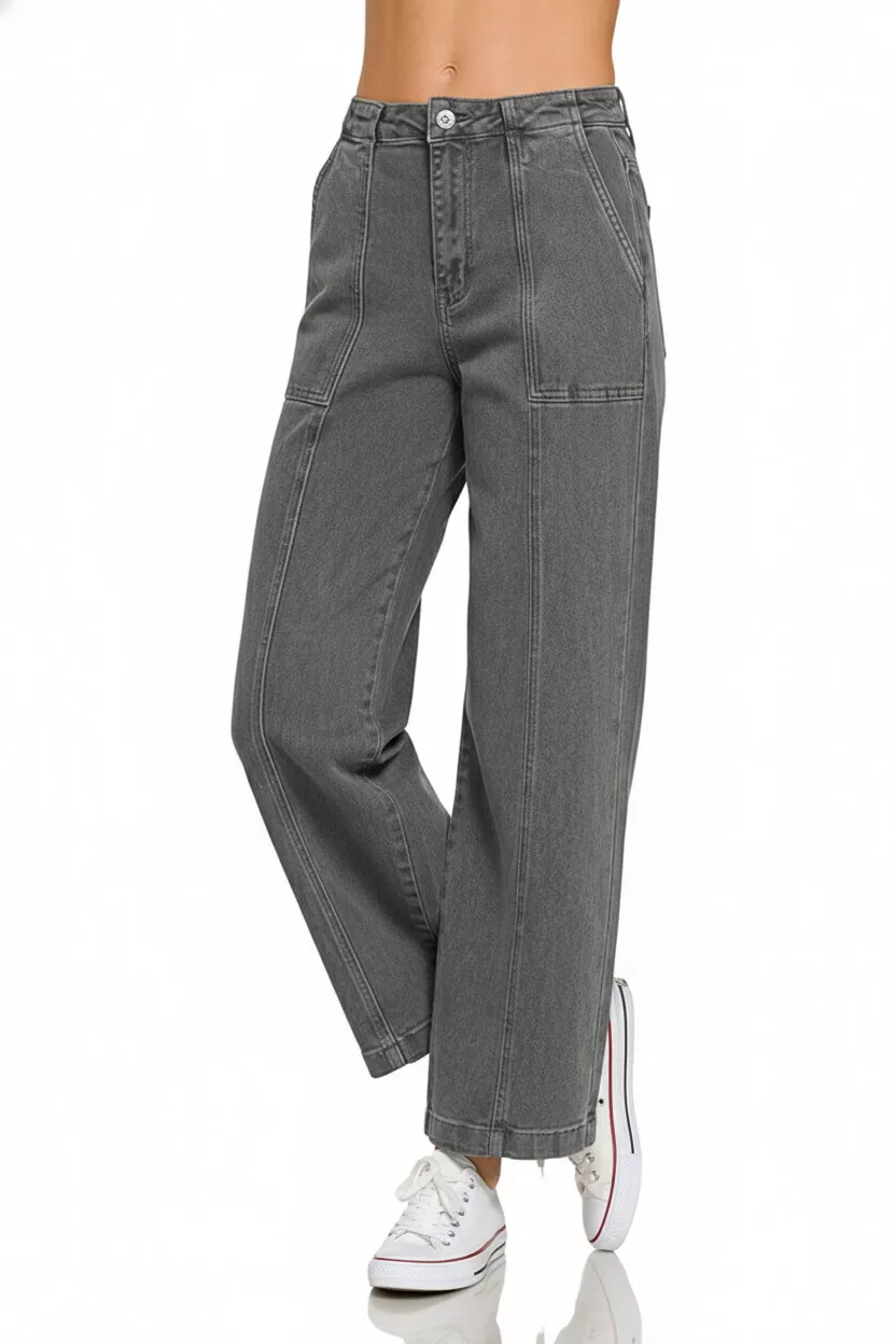 Zenana Straight Leg Utility Pocket Jeans - Image 2