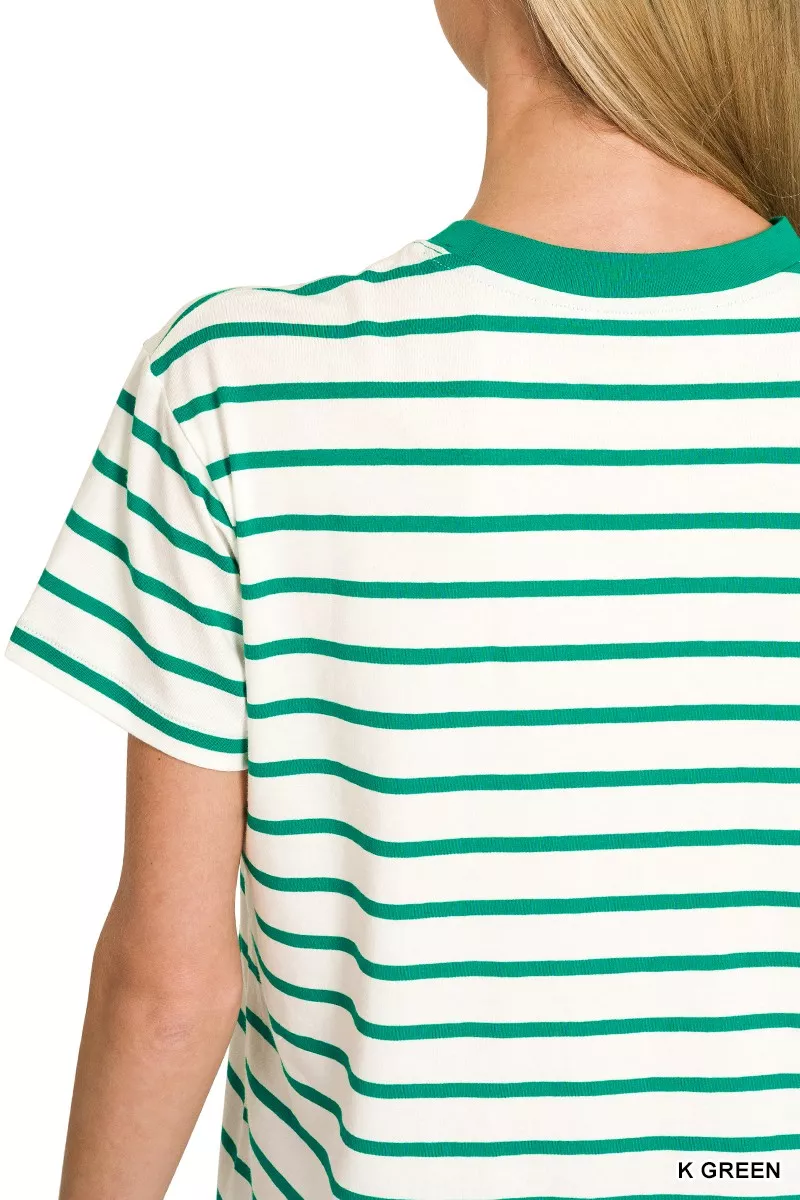 Zenana Striped Round Neck Short Sleeve T-Shirt - Image 5