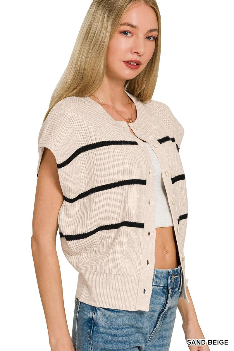 Zenana Striped Viscose Sweater Vest - Image 2