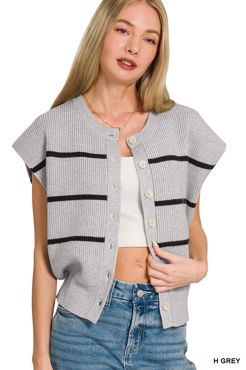 Zenana Striped Viscose Sweater Vest - Image 2