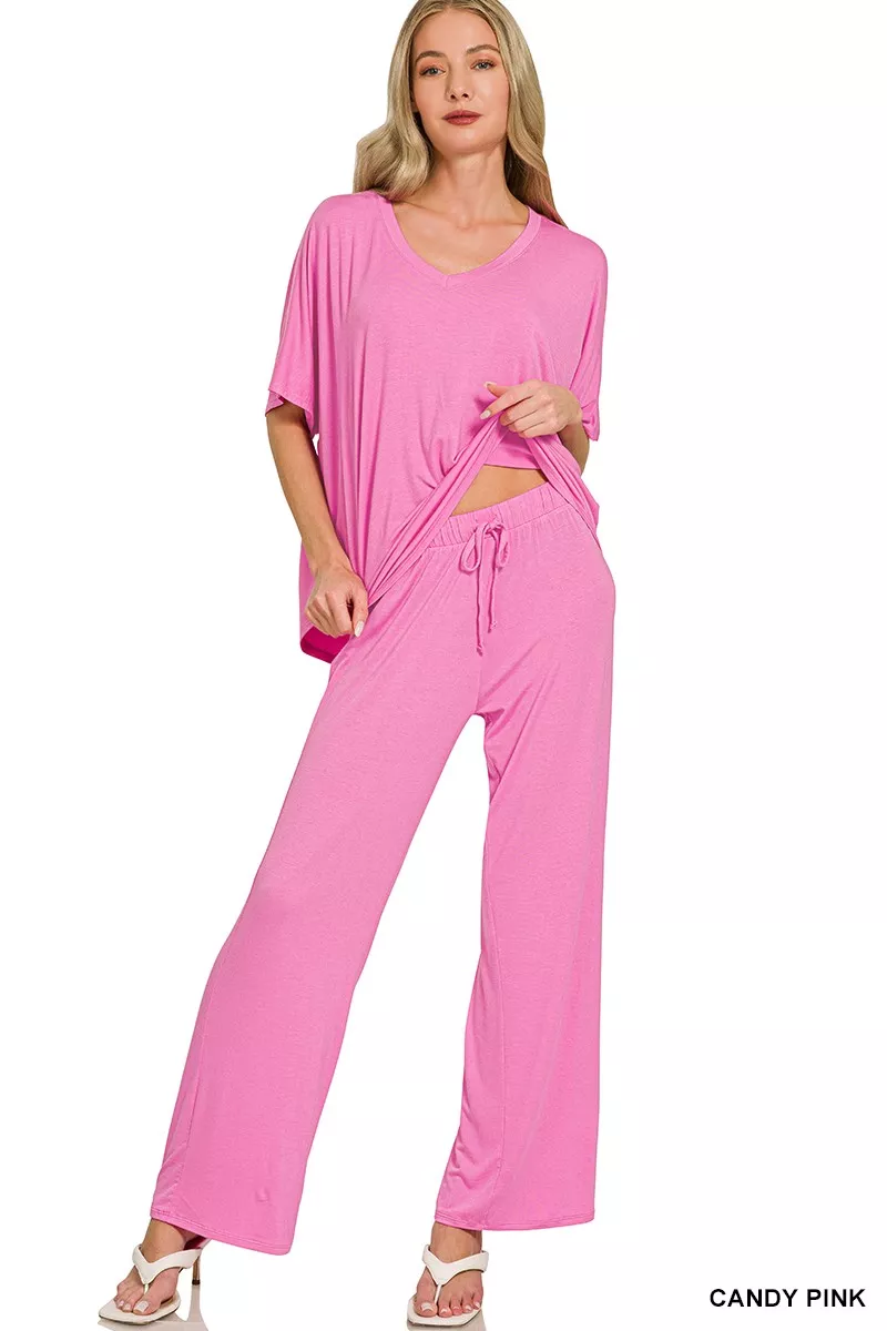 Zenana V-neck Oversized Top & Pants Set - Image 2