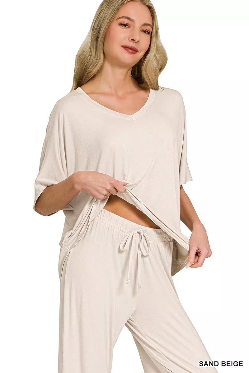 Zenana V-Neck Oversized Top & Pants Set - Image 2