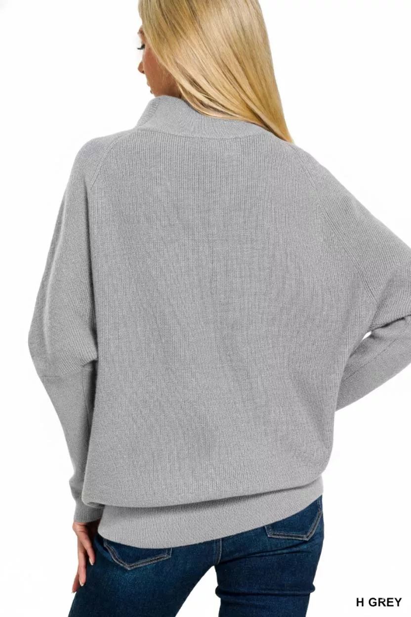 Zenana Viscose Dolman Sleeve Mock Neck Sweater - Image 2