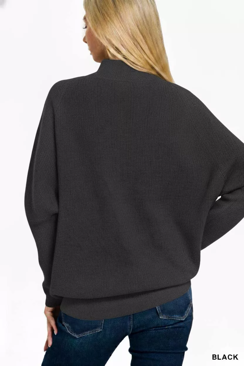 Zenana Viscose Dolman Sleeve Mock Neck Sweater - Image 2