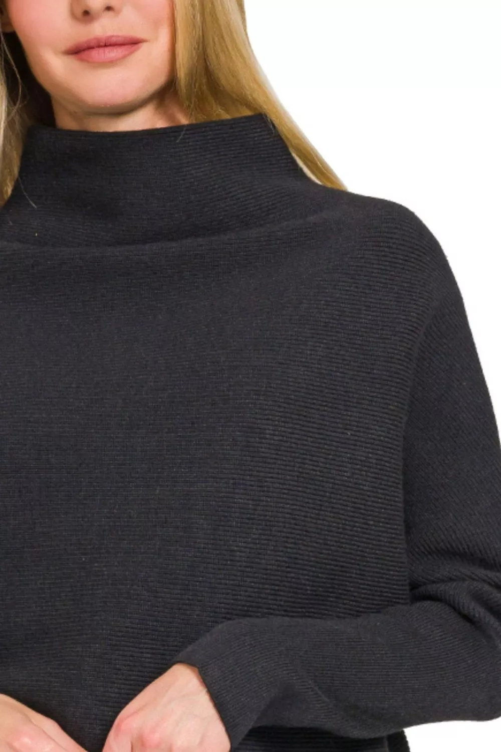 Zenana Viscose Dolman Sleeve Mock Neck Sweater - Image 3
