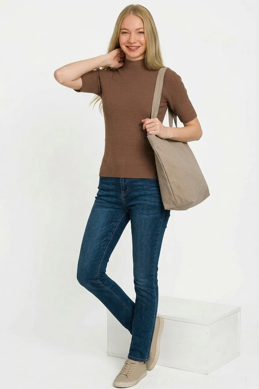 Zenana Viscose Ribbed Mock Neck Sweater - Image 3