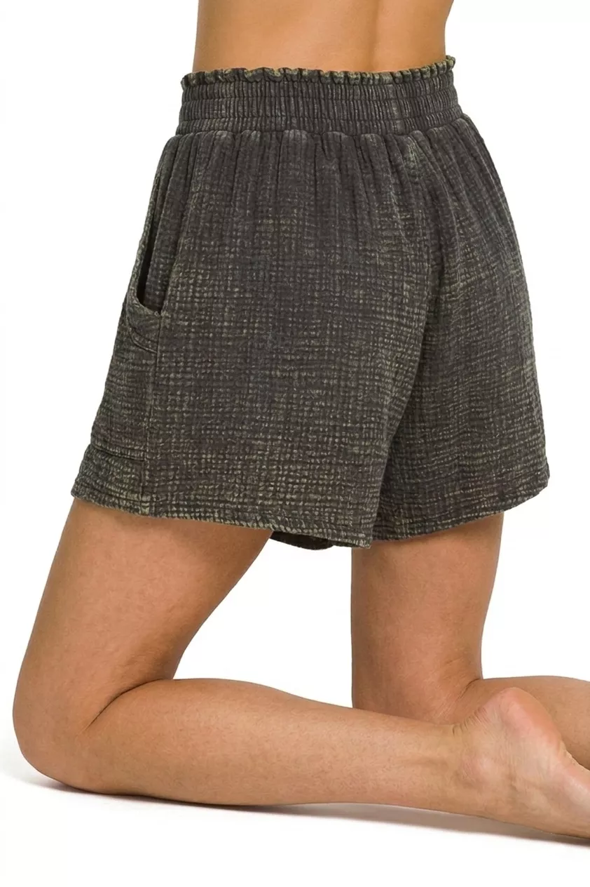 Zenana Washed Double Gauze Shorts - Image 3