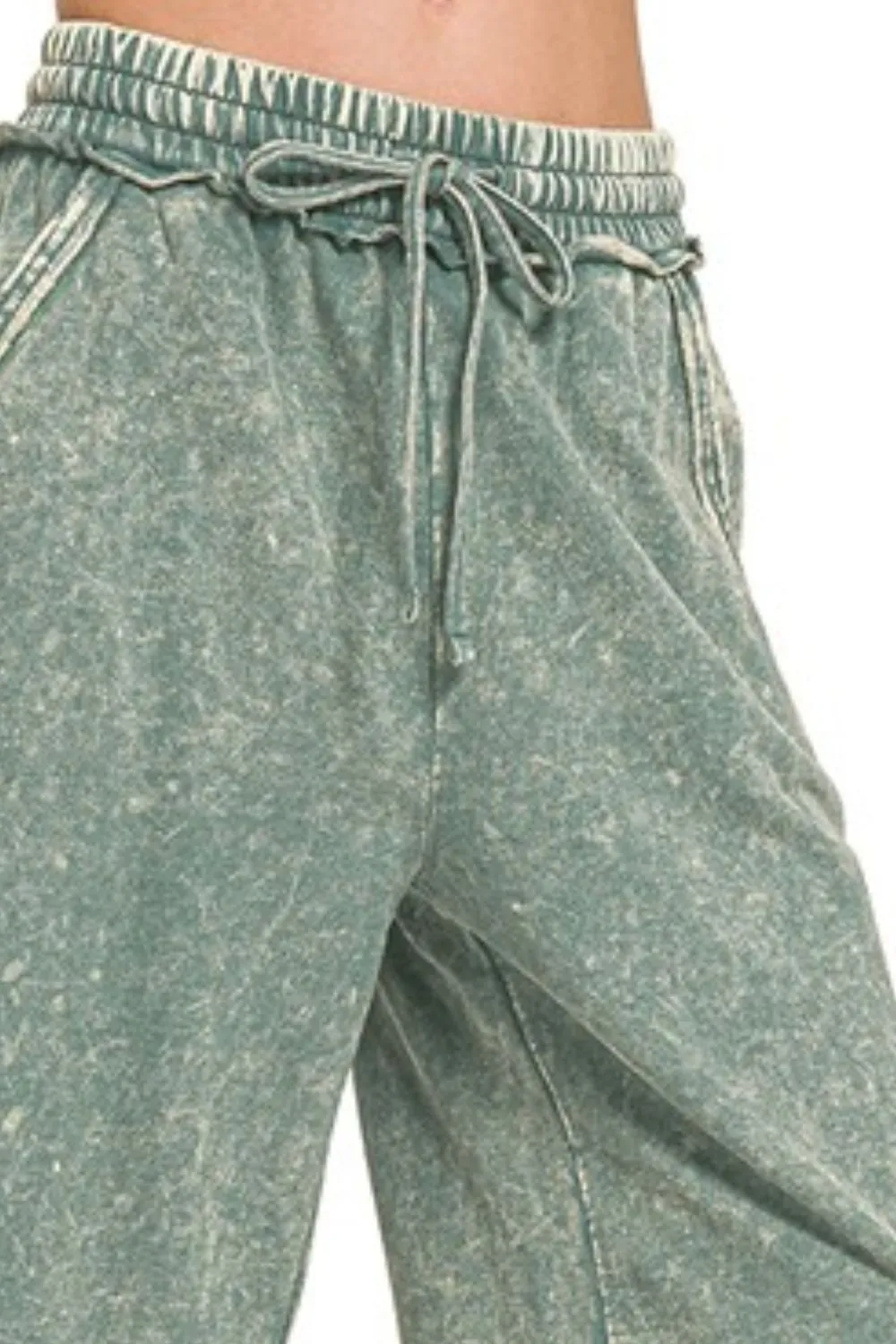 Zenana Washed French Terry Palazzo With Pockets - Image 3