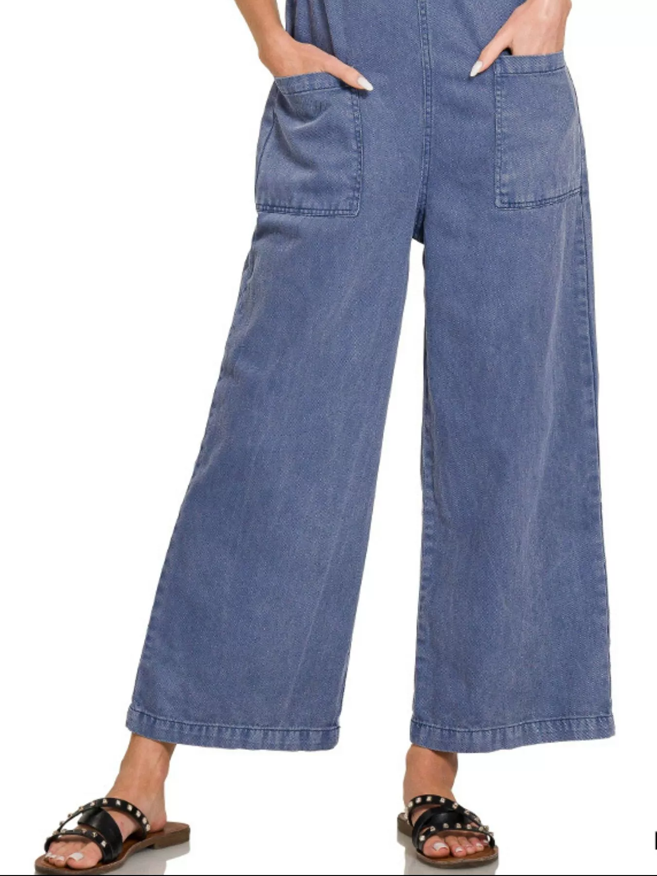 Zenana Washed Knot Strap Pockets Jumpsuit - Image 2
