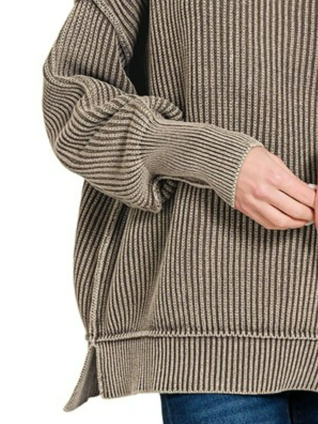Zenana Washed Side Slit Oversized Sweater - Image 2