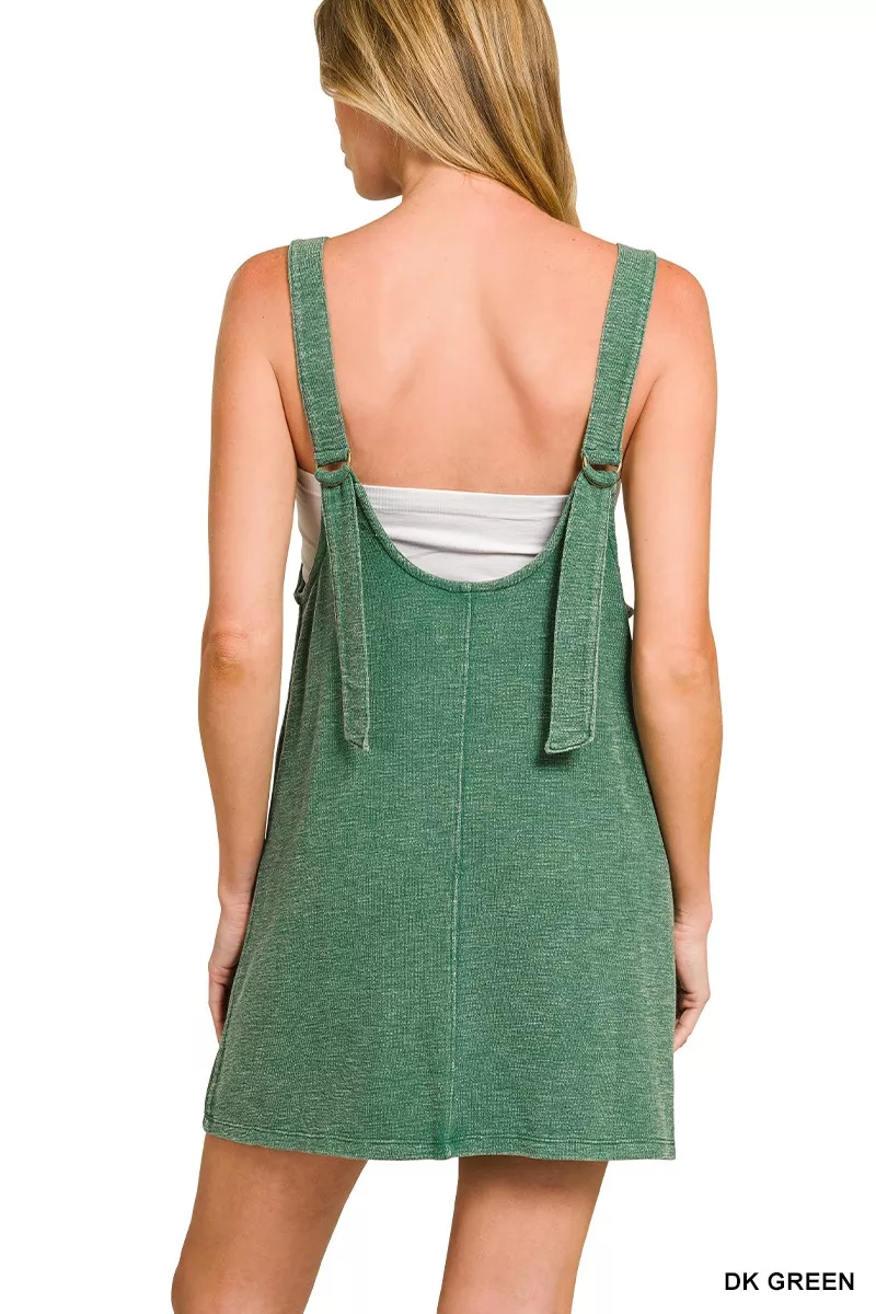 Zenana Washed Slub Adjustable Strap Overall Dress - Image 3
