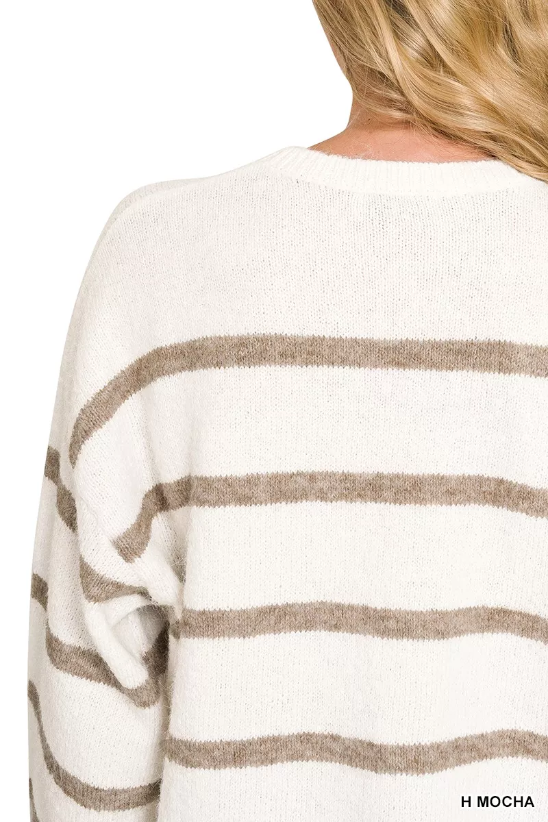 Zenana Wool Blend Striped Sweater - Image 7