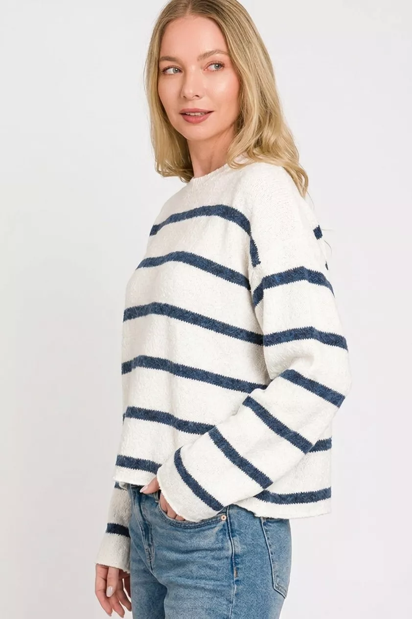 Zenana Wool Blend Striped Sweater - Image 3