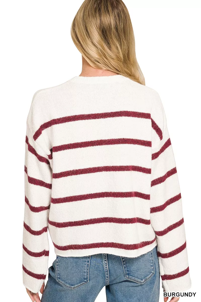 Zenana Wool Blend Striped Sweater - Image 3