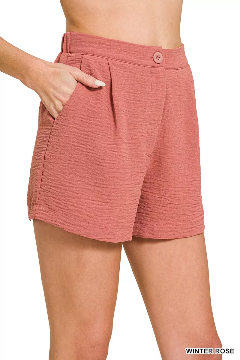 Zenana Woven Airflow Back Elastic Waist Shorts - Image 2