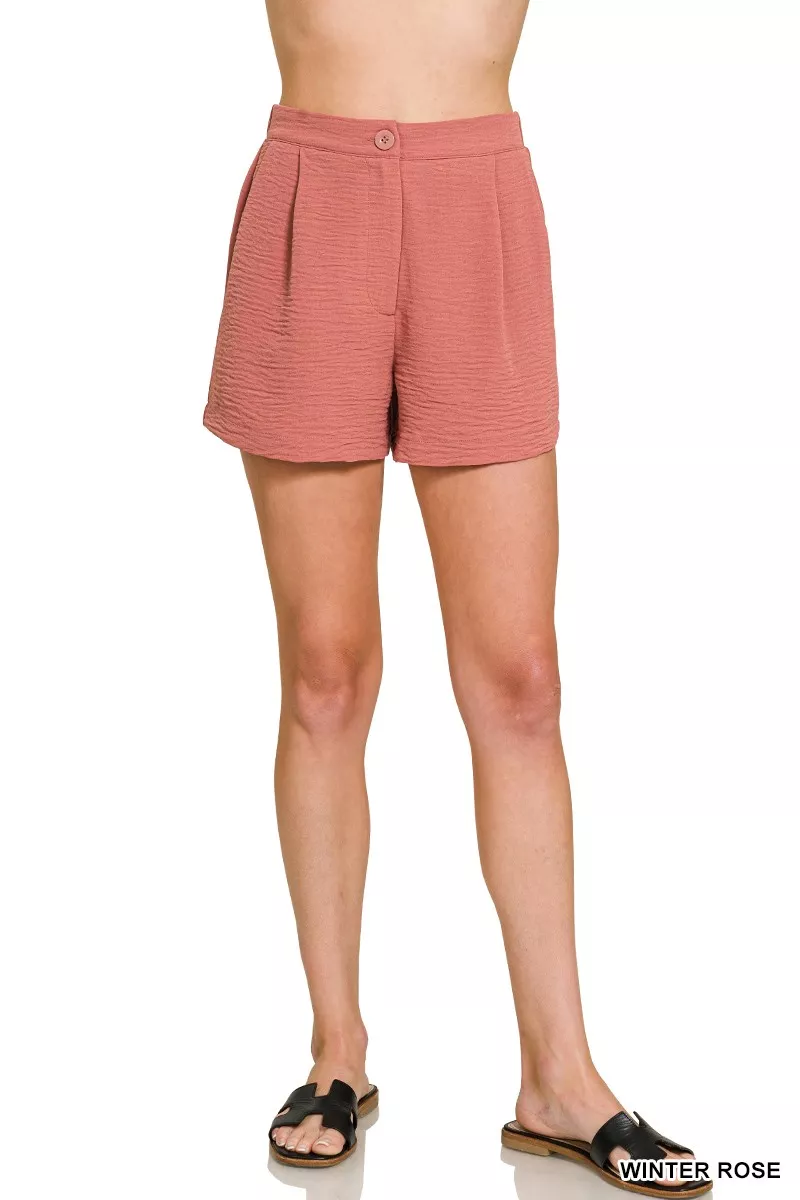 Zenana Woven Airflow Back Elastic Waist Shorts - Image 4