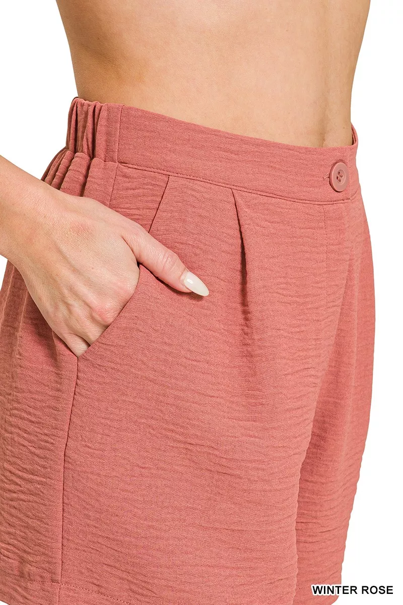 Zenana Woven Airflow Back Elastic Waist Shorts - Image 5