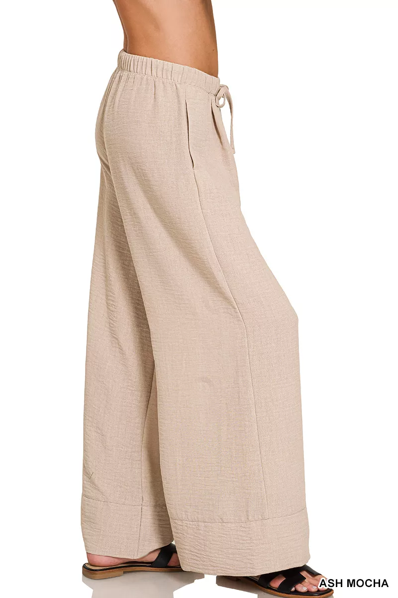 Zenana Woven Airflow Drawstring Pants - Image 2