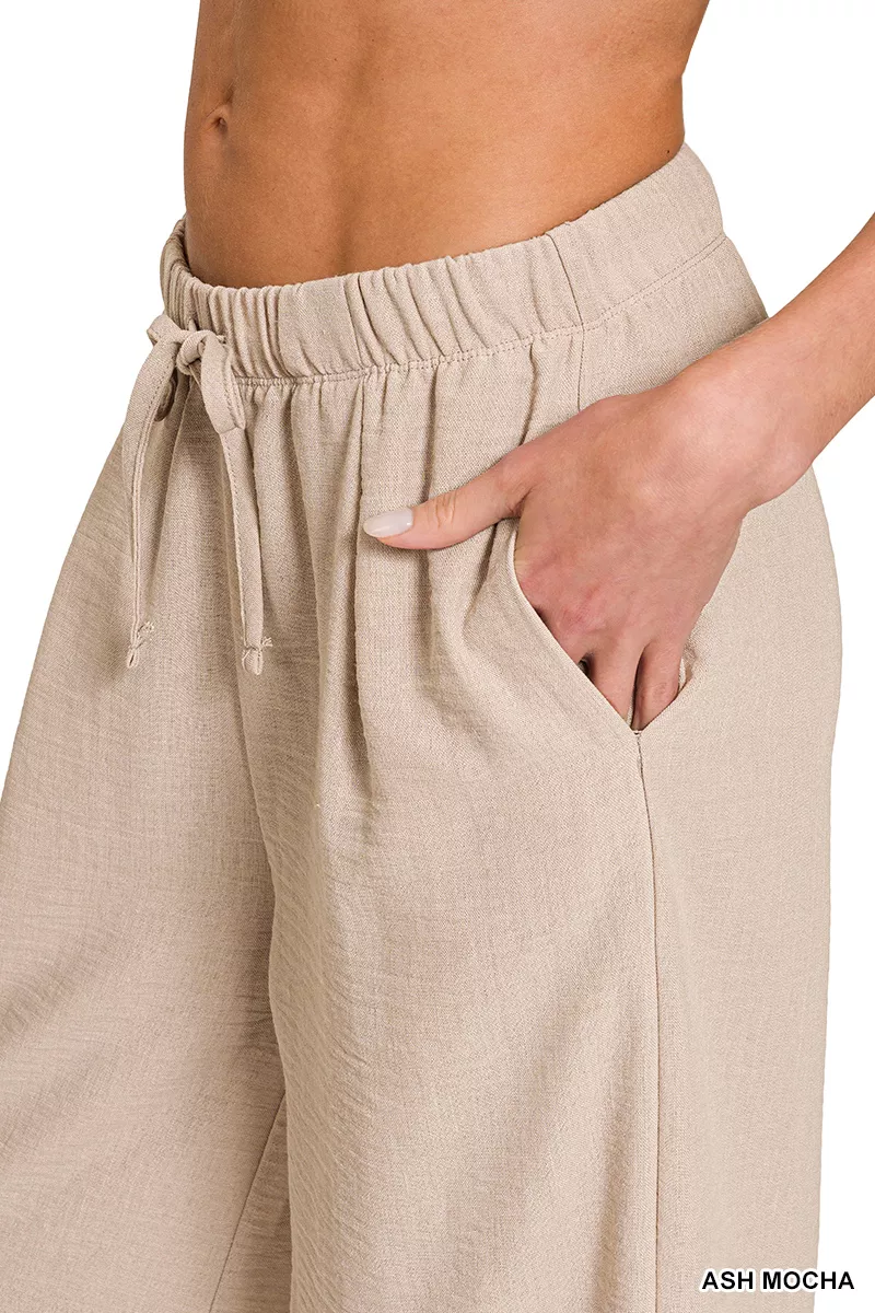 Zenana Woven Airflow Drawstring Pants - Image 4
