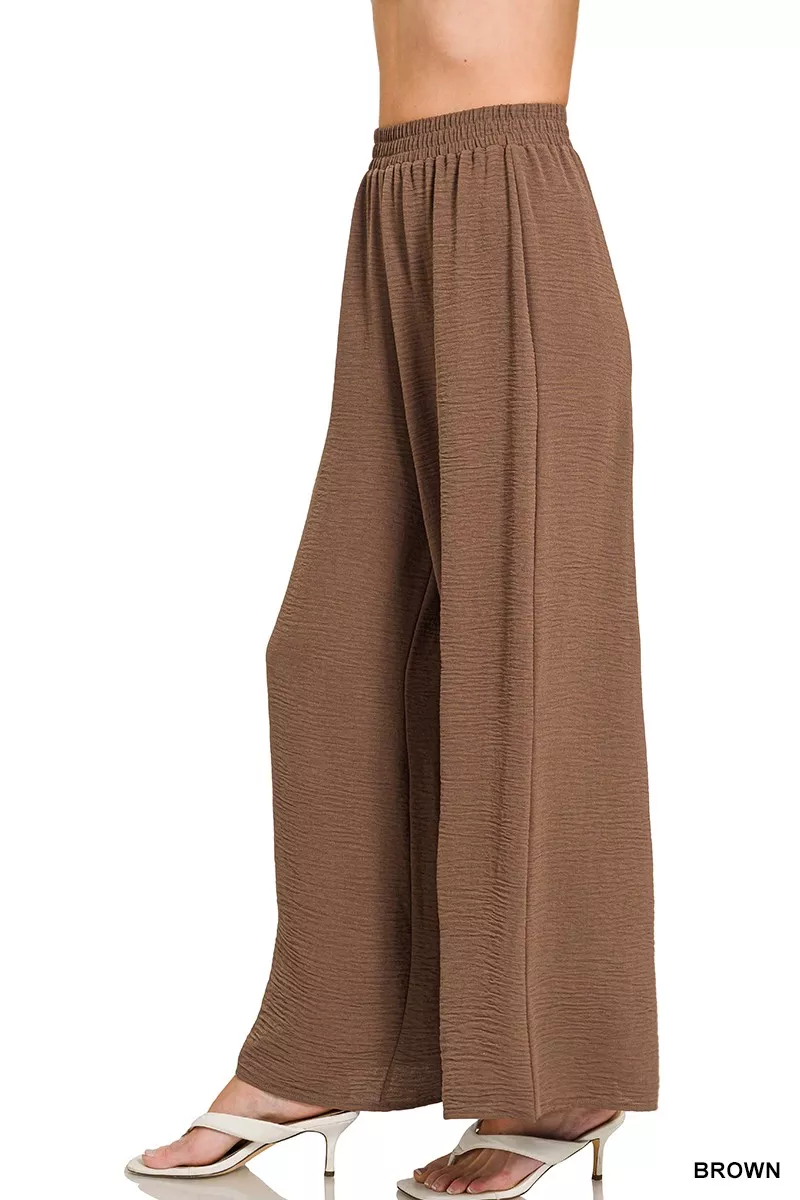 Zenana Woven Airflow Elastic Waistband Pants - Image 2