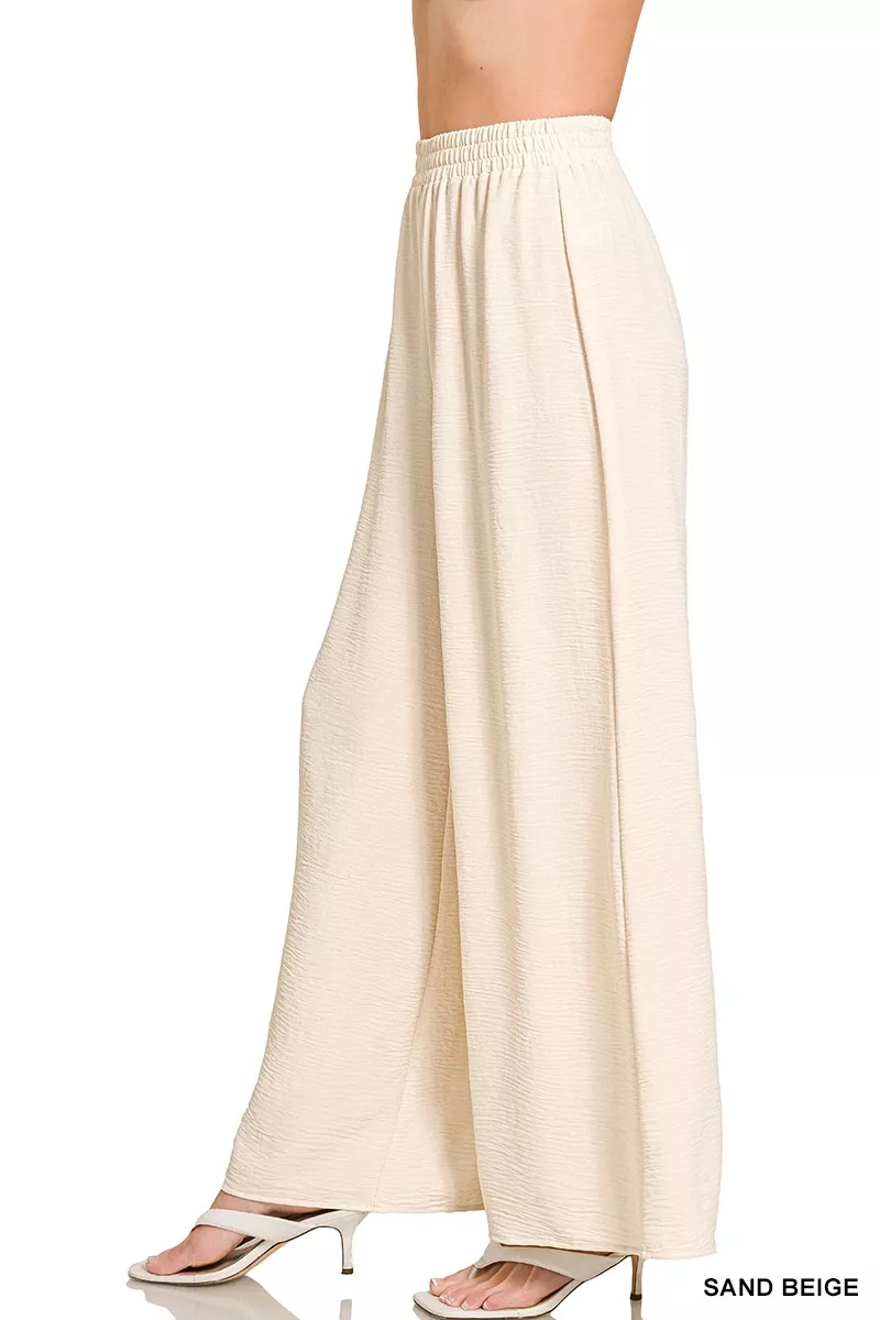 Zenana Woven Airflow Elastic Waistband Pants - Image 2