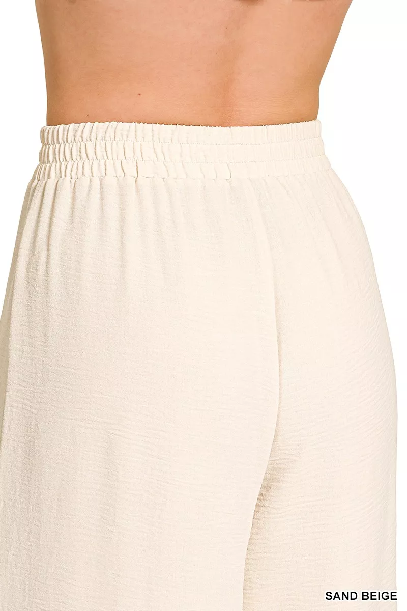 Zenana Woven Airflow Elastic Waistband Pants - Image 4
