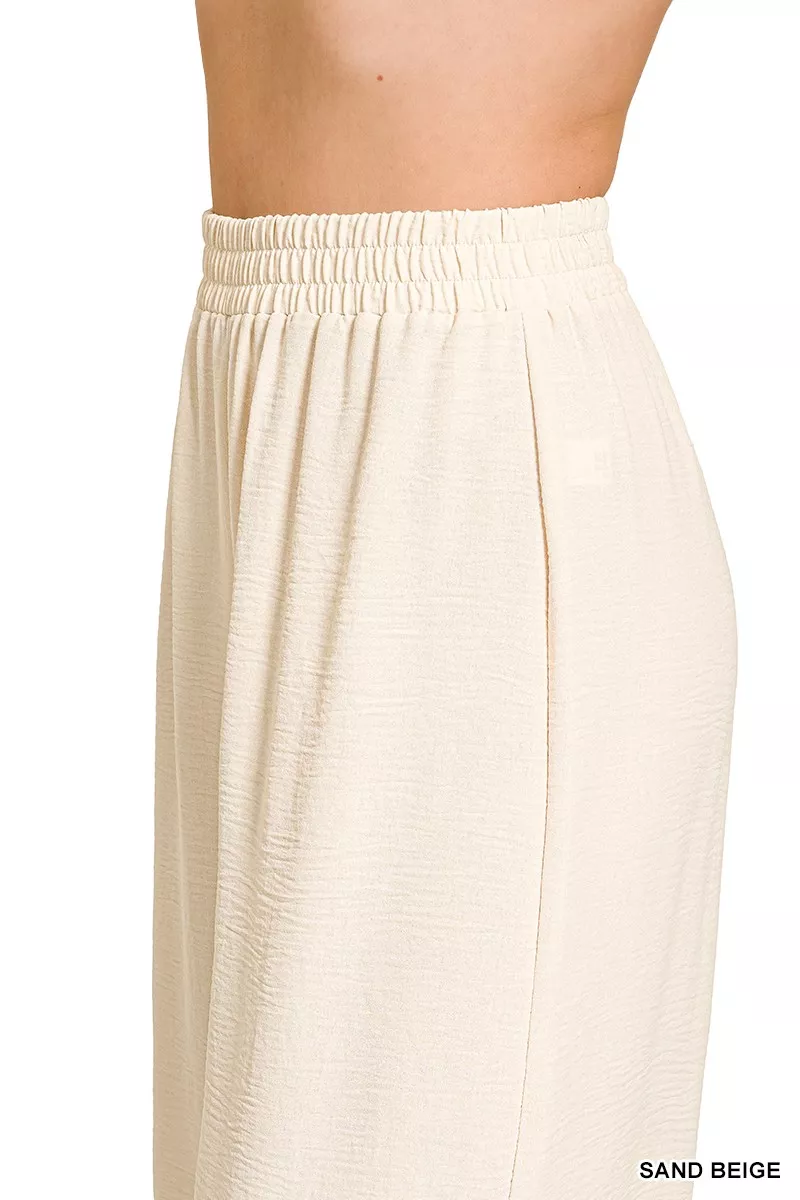 Zenana Woven Airflow Elastic Waistband Pants - Image 8