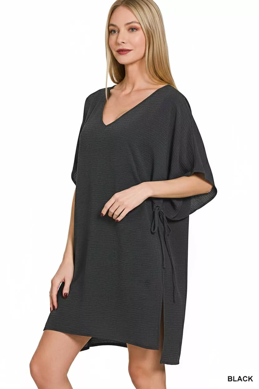 Zenana Woven Airflow Tie Side Cover Up - Image 2