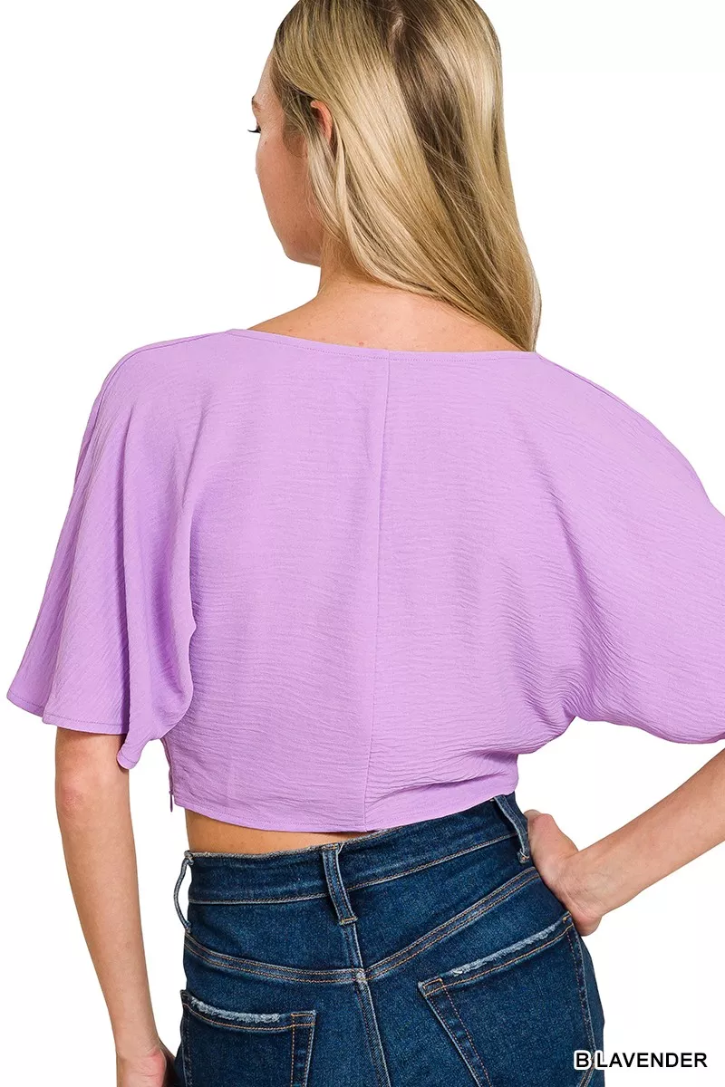Zenana Woven Airflow Twisted Top & Wide Leg Pants Set - Image 14
