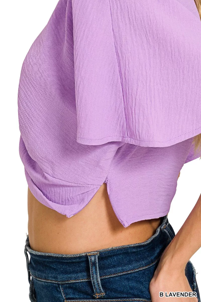 Zenana Woven Airflow Twisted Top & Wide Leg Pants Set - Image 15
