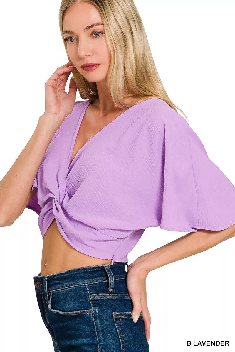 Zenana Woven Airflow Twisted Top & Wide Leg Pants Set - Image 18