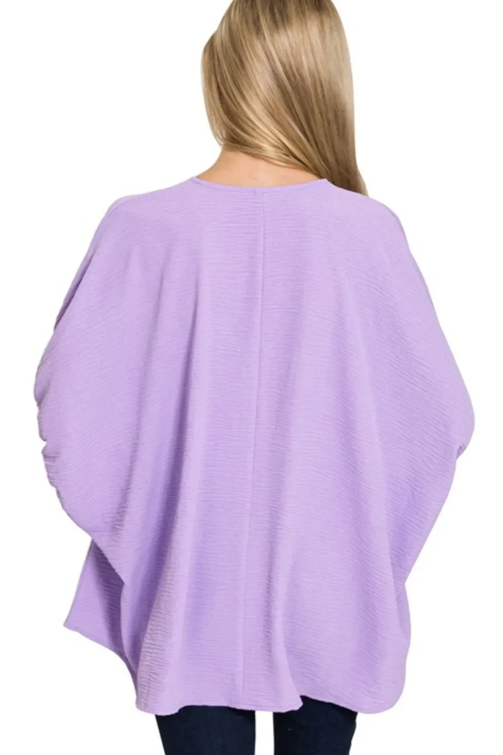 Zenana Woven Airflow V-neck Puff Half Sleeve Top - Image 3