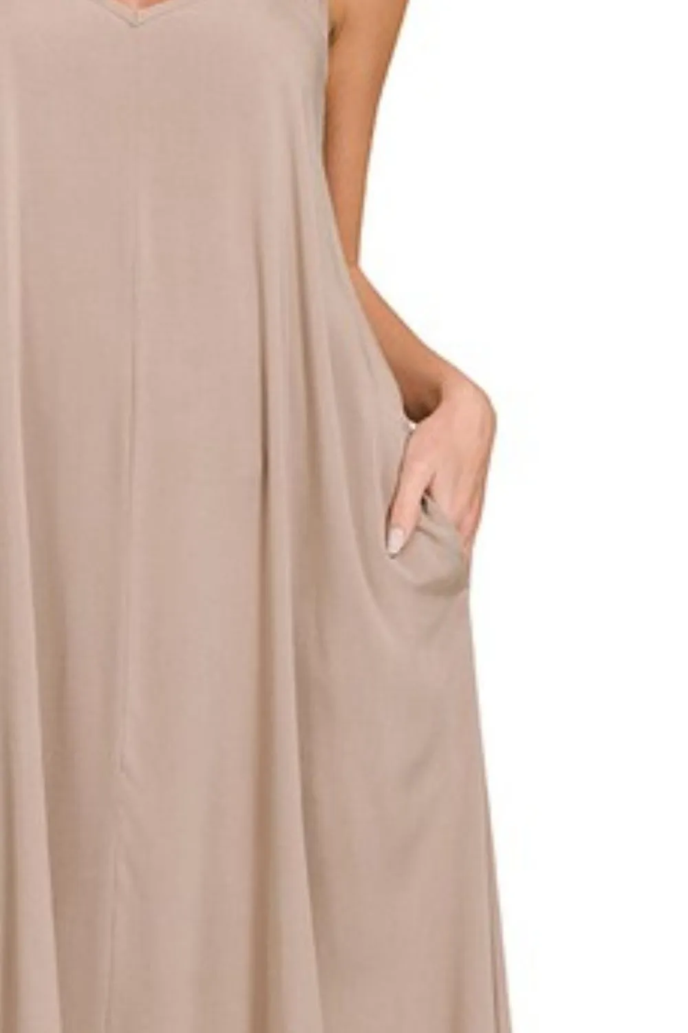 Zenana Woven Arc Hem Cami Dress With Flowy Pockets - Image 2