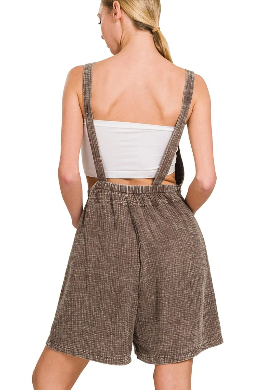 Zenana Woven Double Gauze Acid Washed Romper - Image 3