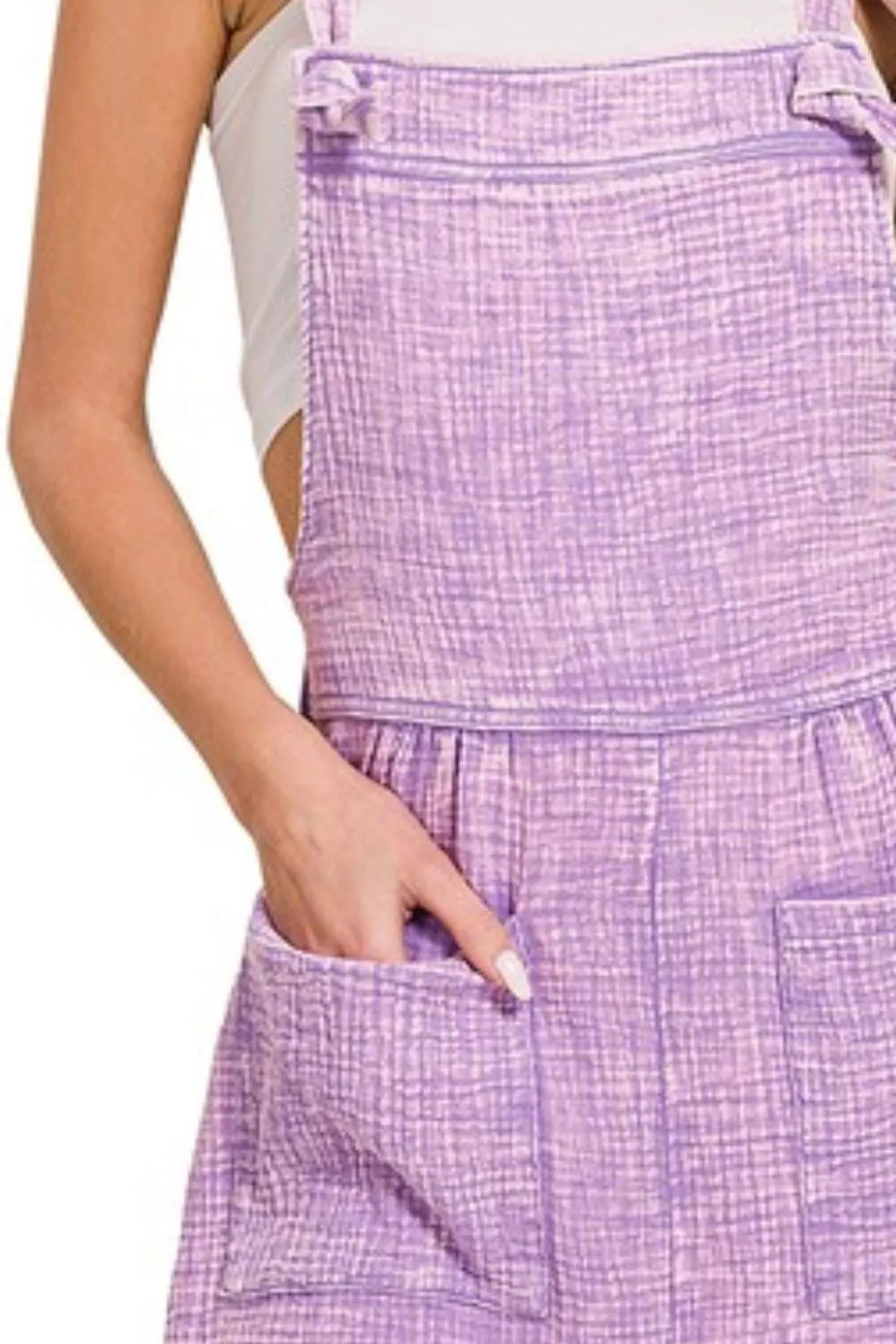 Zenana Woven Double Gauze Acid Washed Romper - Image 3