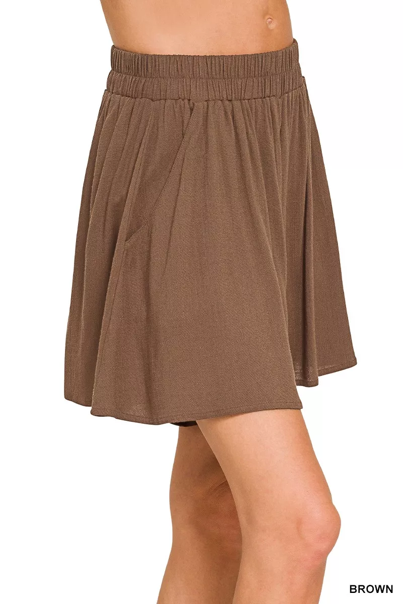 Zenana Woven Elastic Band Shorts With Pocket - Image 2
