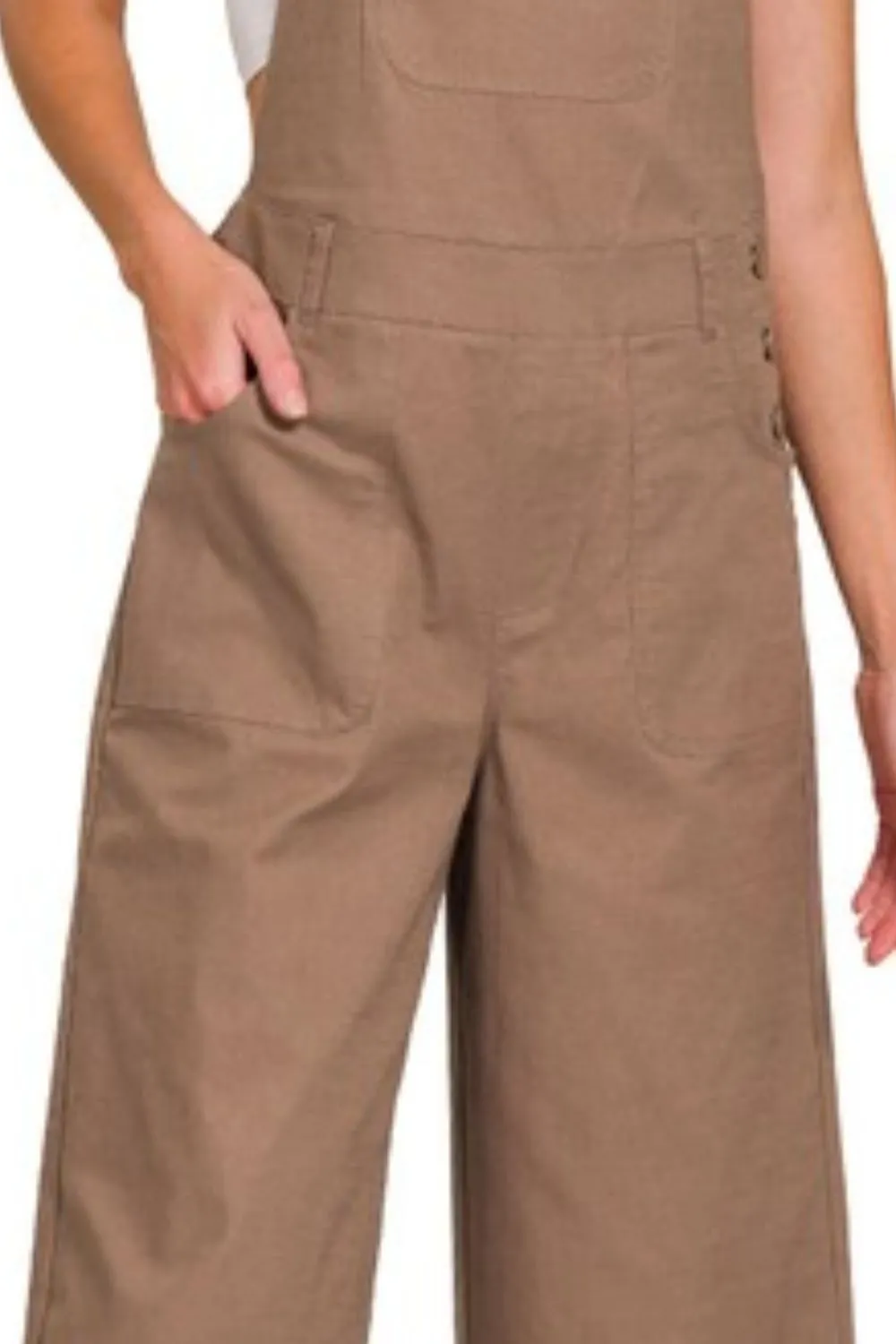 Zenana Woven Spaghetti Strap Overalls - Image 3