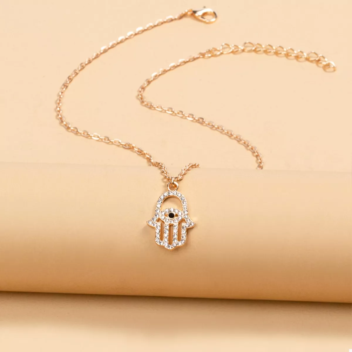 Zinc Alloy Rhinestone Evil Eye Necklace - Image 3