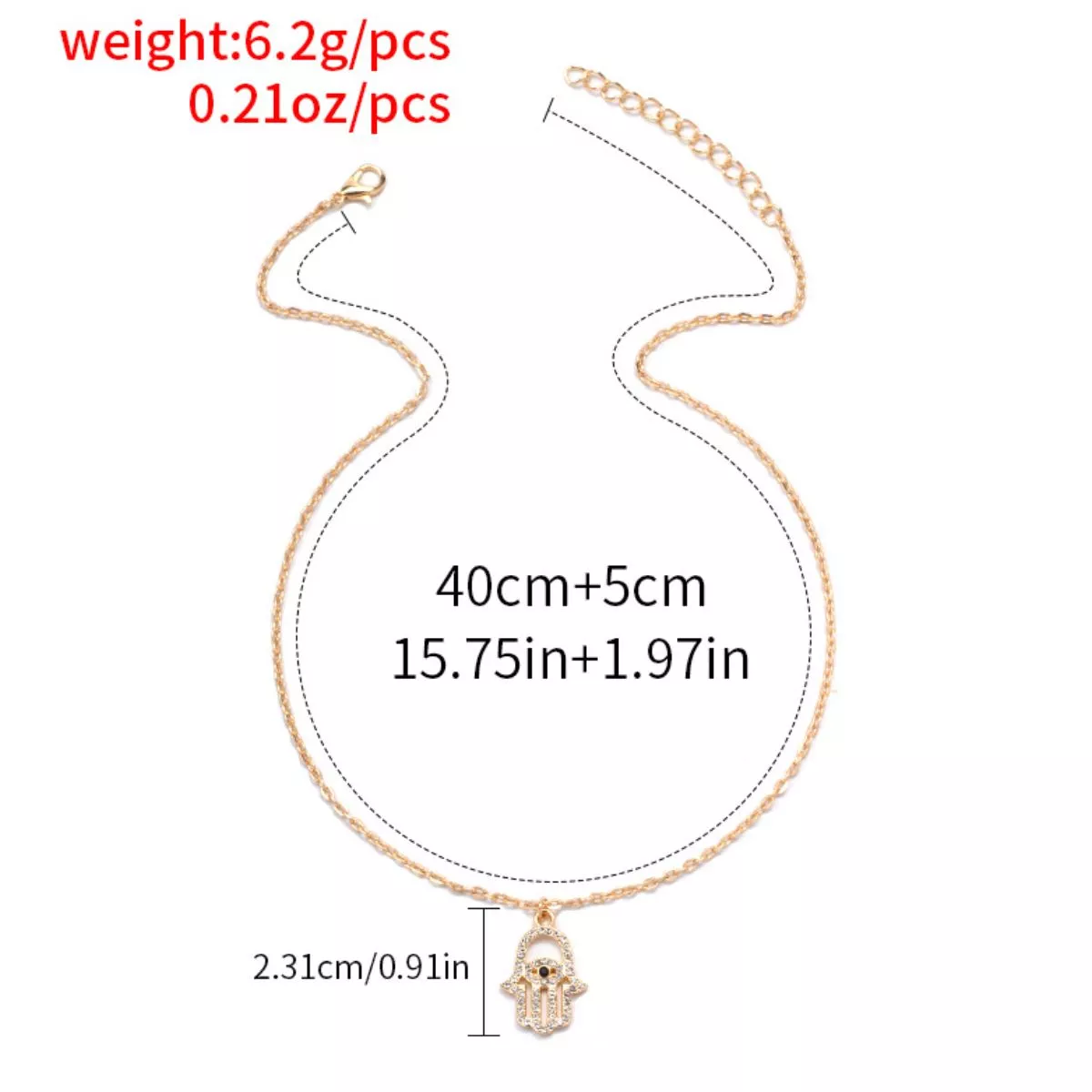 Zinc Alloy Rhinestone Evil Eye Necklace - Image 9