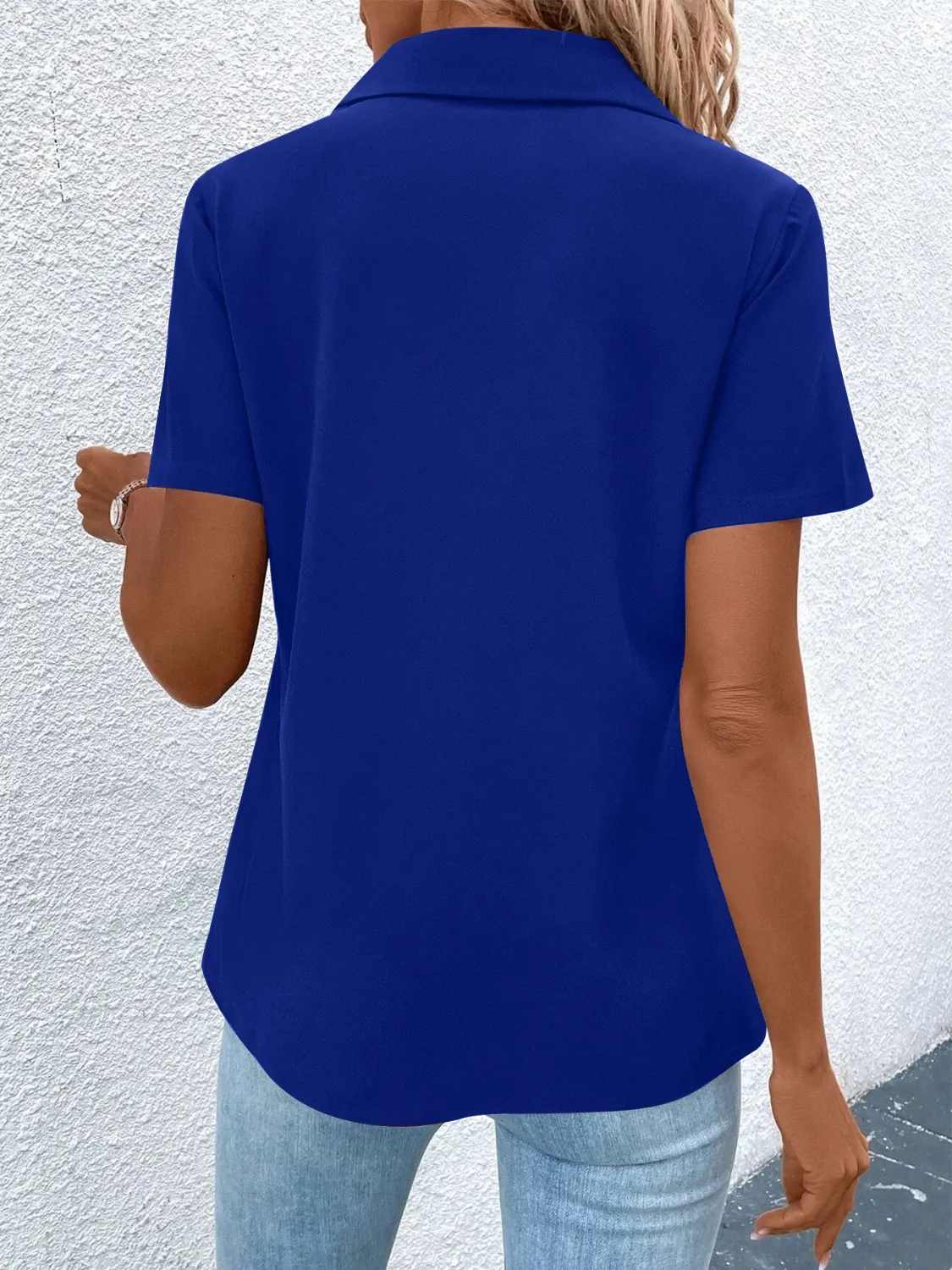 Zip Collar Short Sleeve Top - Image 11