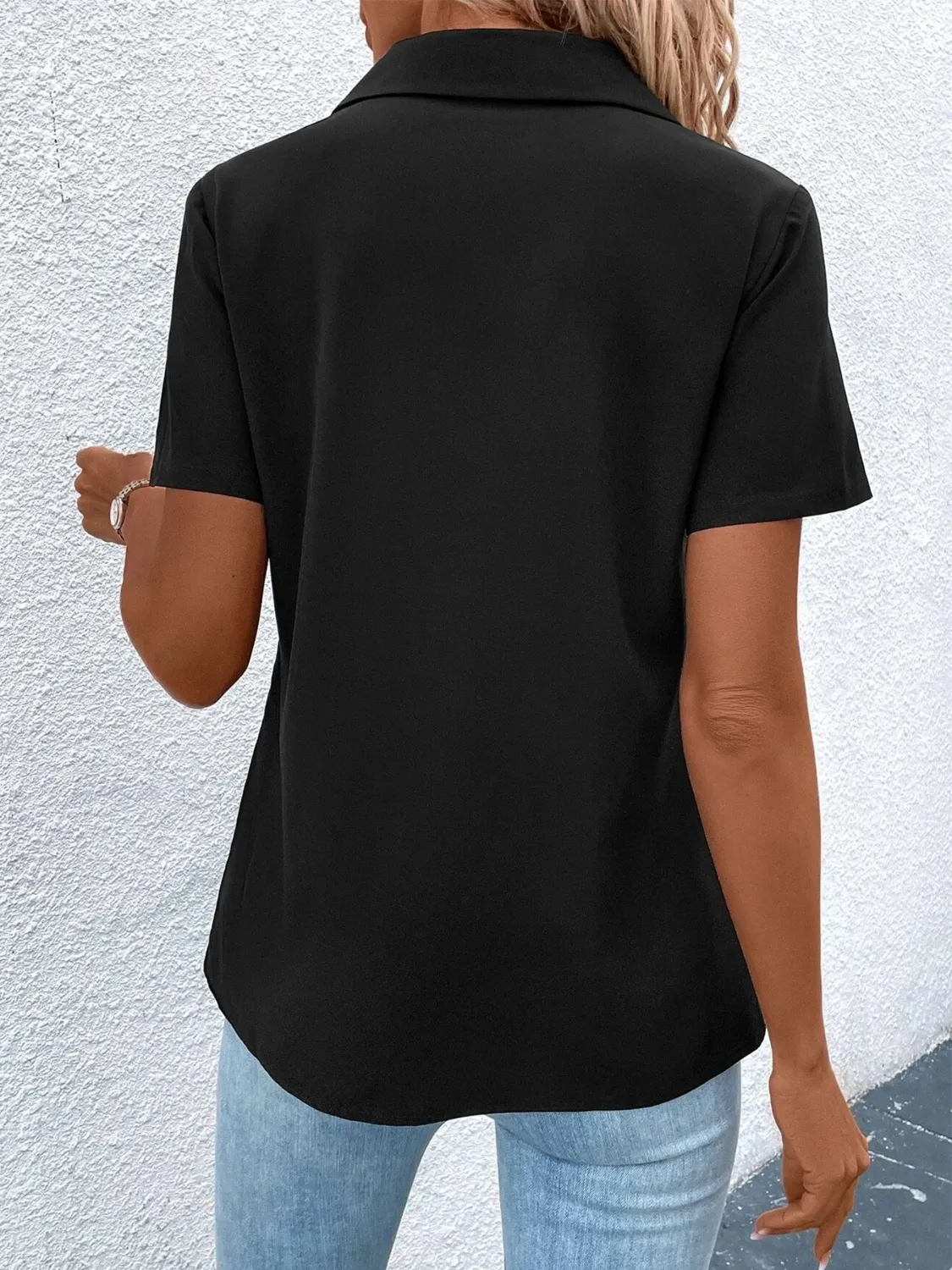 Zip Collar Short Sleeve Top - Image 8