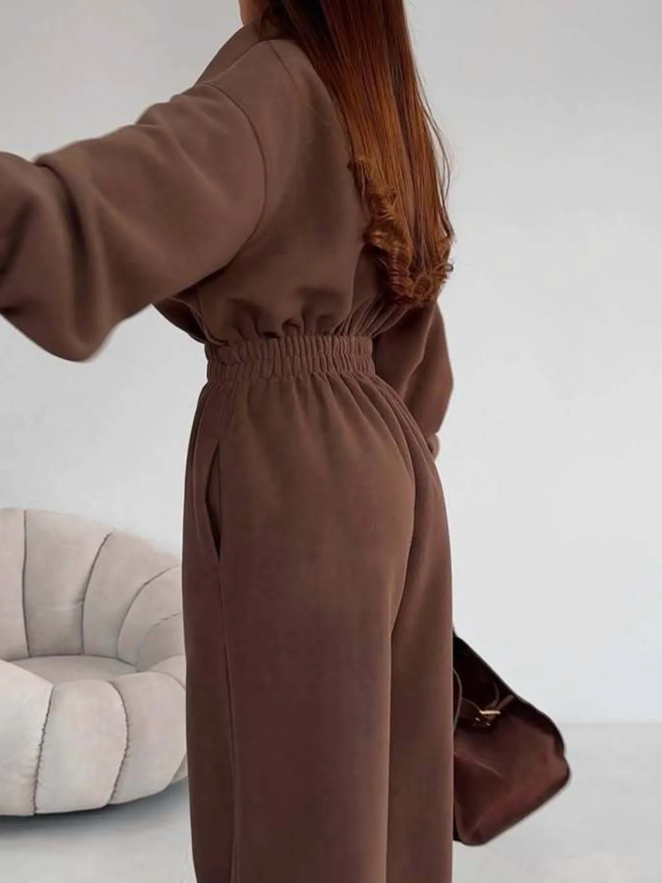 Zip Front Long Sleeve Jumpsuit - Image 5