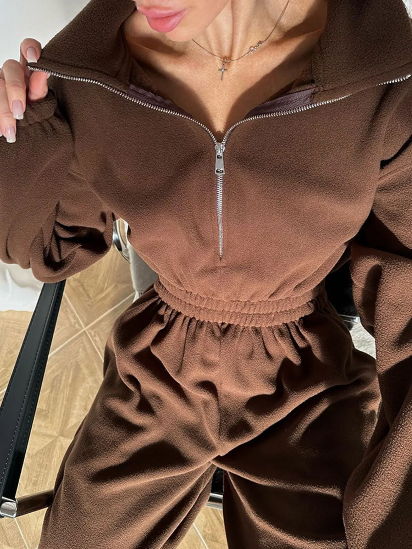 Zip Front Long Sleeve Jumpsuit - Image 6