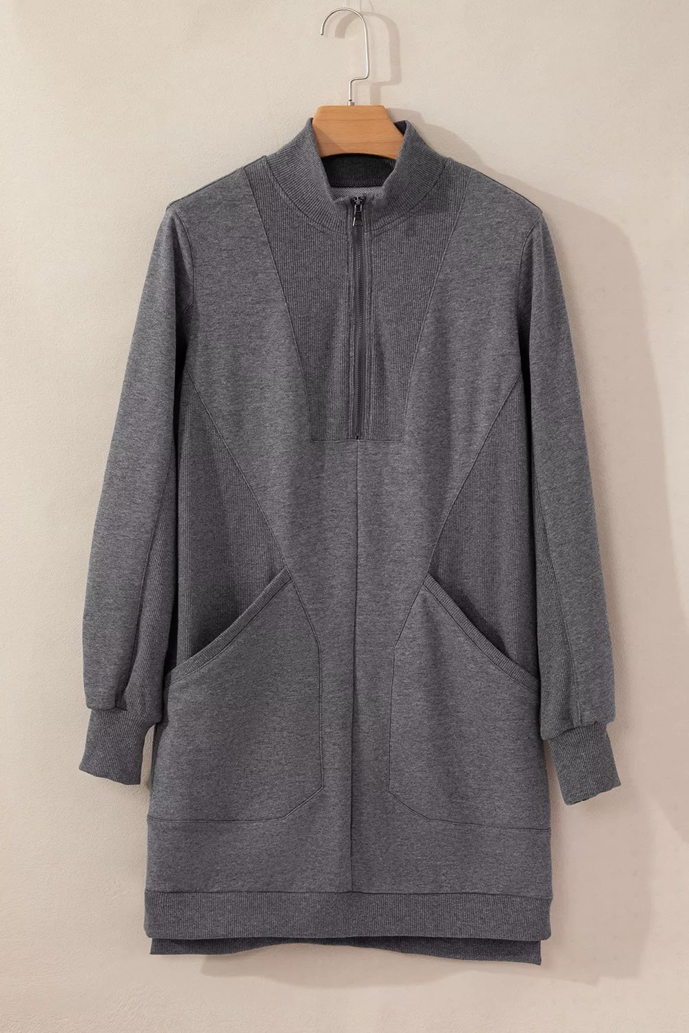 Zip Front Long Sleeve Sweatshirt Dress - Image 5