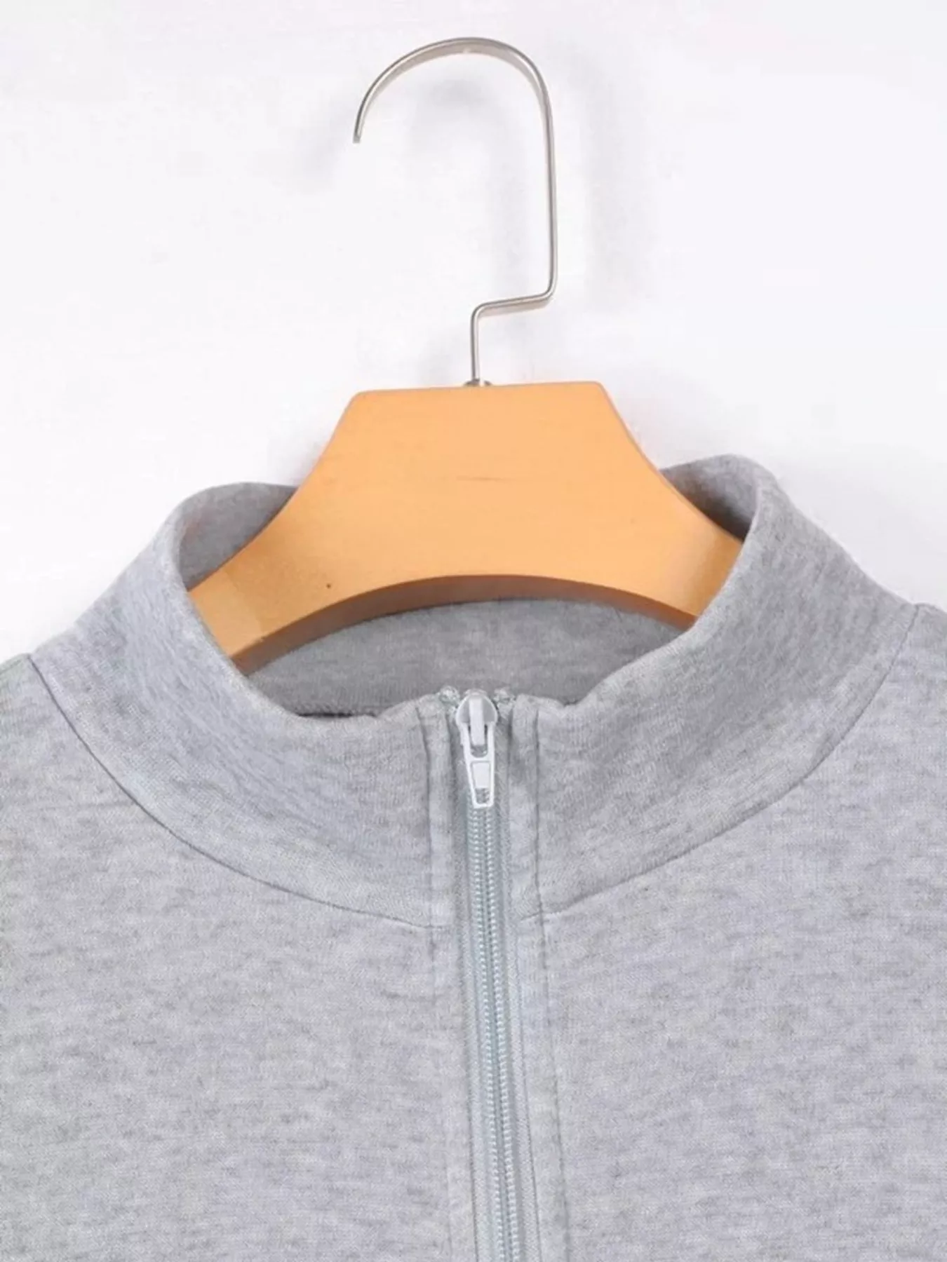 Zip-Up Collar Sweatshirt with Pocket - Image 35