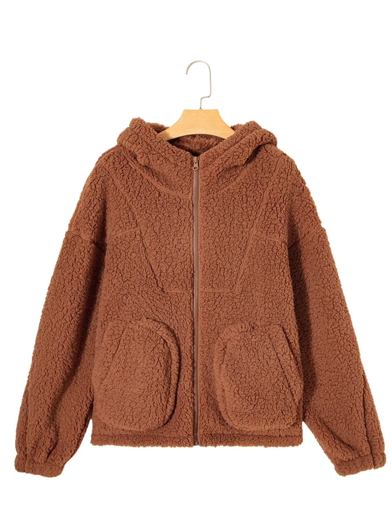 Zip Up Hooded Sherpa Jacket - Image 8