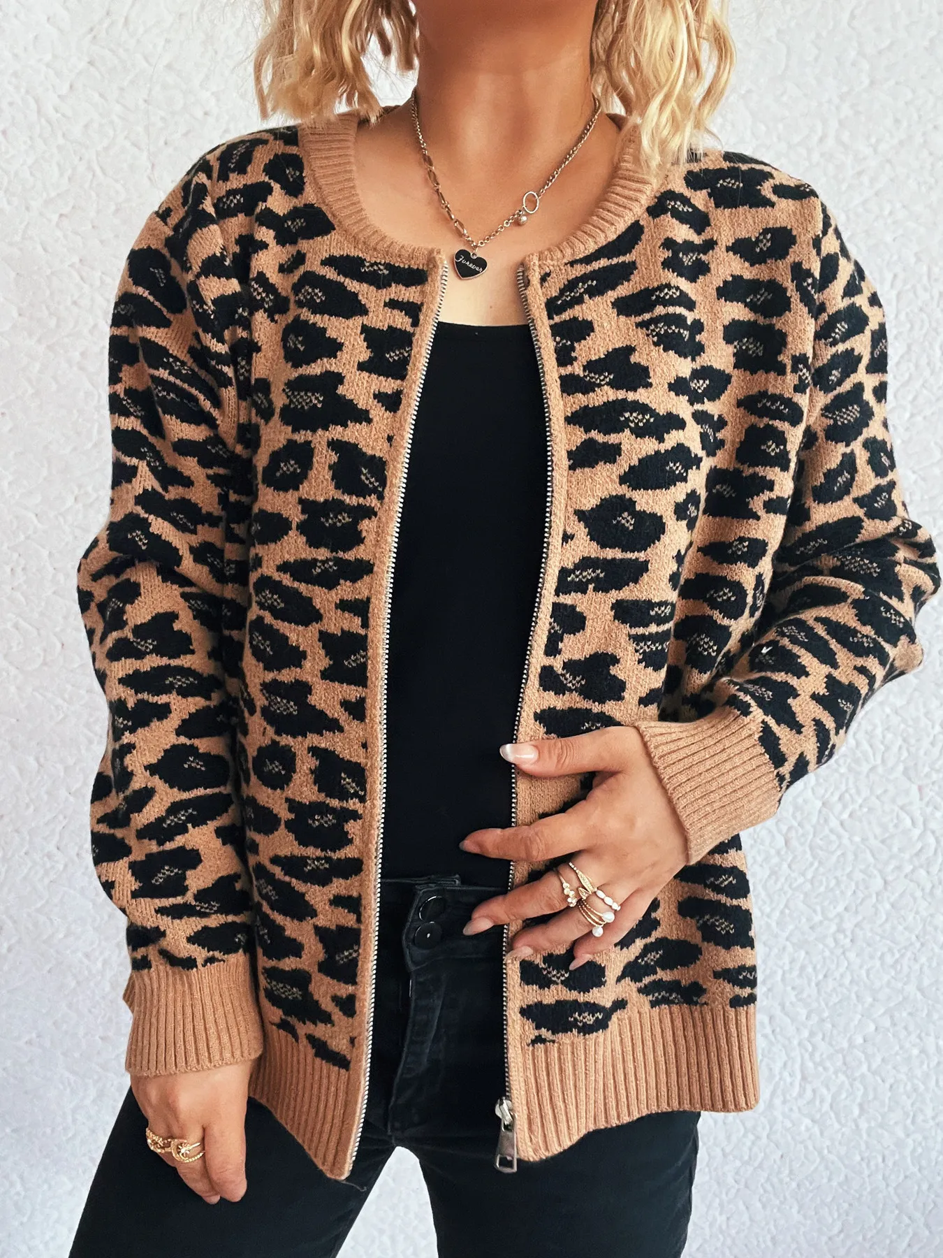 Zip Up Long Sleeve Cardigan - Image 25